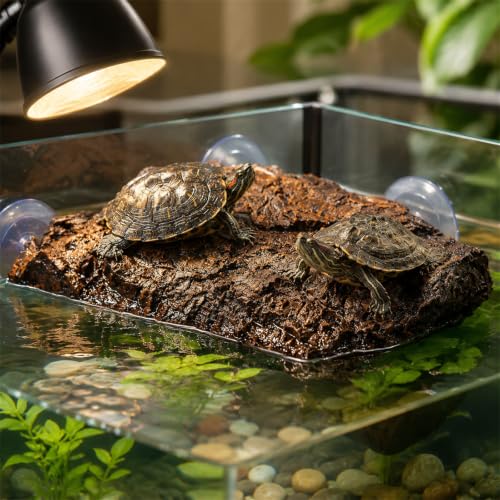 ZENFUN Turtle Basking Platform, Fish Tank Aquarium Tortoise Climbing Platform with 3 Suction Cups, Baby Tortoise Resting Terrace, Climbing Ramp Shale Reptiles Dock for Terrapins, Frogs