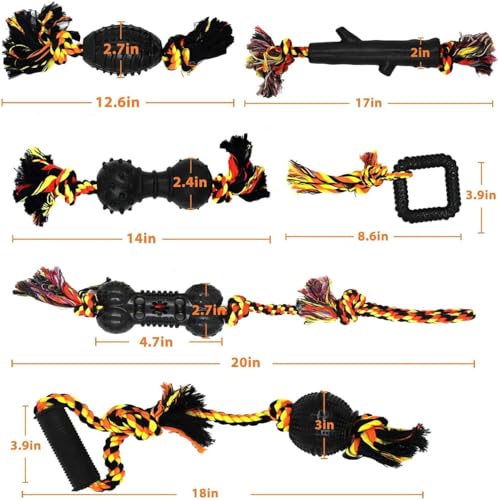 Yipetor Durable Dog Chew Toys 6 Pack, Cotton Rope Rubber Dog Toys - style: 6Pack-Medium Dogs