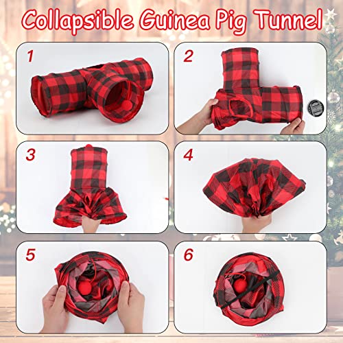 YUEPET 3 Way Bunny Hideout Tunnel, Guinea Pig Toys, Red Plaid - color: Plaid