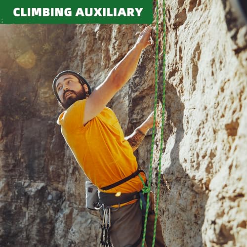 1/2 Inch Static Climbing Rope (150 Ft) - 9000lbs High Strength Arborist Bull Rope for Tree Pulling, Rigging & Rappelling - 48 Strand Polyester Braided Core, Green - size: 1/2in x 150ft, style: Green