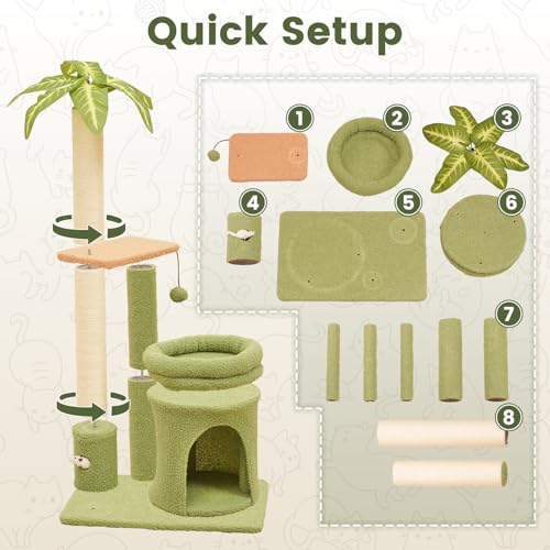 Cat Tree Tower with Scratching Post Bed Condo for Indoor Kitten