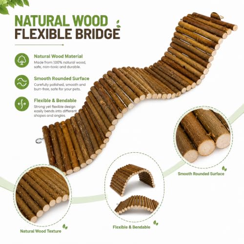 25.6 × 3.9 in Wood Hamster Bridge Rat Climb Toys for Gerbil Mouse Squirrel - size: 1PCS-25.6×3.9 in