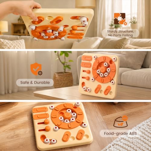 Dog Puzzle Toy, 4-Level Interactive Dog Toys with Suction Cups, Brain Stimulating Puzzle Feeder Dog for Large Medium Small Dogs, Slow Feeder