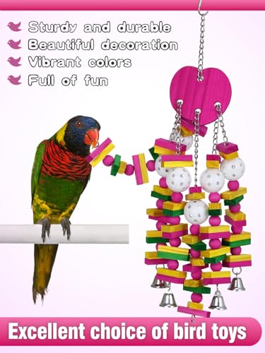 Large Bird Parrot Toys for Cockatoos African Grey Macaws Amazon Parrots - color: Hot pink