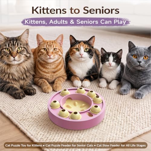 KADTC Cat Puzzle Toy, Slow Feeder, Interactive Enrichment for Indoor Cats - color: purple