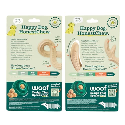 WOOF HonestChew Duo Dog Chew Toy Set for Dogs 25-60 lbs - color: Duo Pack, size: Medium