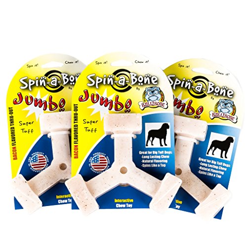 Bullibone Nylon Dog Chew Toy Spin-a-Bone - Interactive Dog Toy, Triggers Natural Instincts, and Improves Oral Health - size: Large Dog 3 Pack