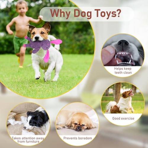 PrimePets Dog Toys, 5 Pack, Plush Dog Squeaky Toys, Assortment Value Bundle Animal Pet Toy for Small Medium Large Dogs, Stuffed Puppy Chew Toy
