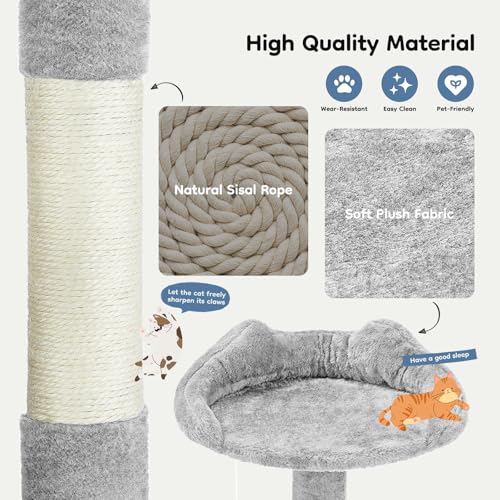 DUMOS 54 Inch Cat Tree Tower with Scratching Posts - color: Light Grey, size: 54'' × 20'' × 20''