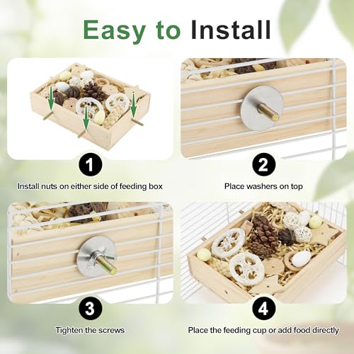 Bird Foraging Toys Box, Wooden Foraging for Bird, Wood Color M - color: Wood Color, size: Medium