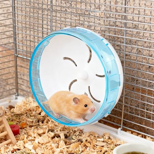WishLotus Silent Running Wheel - Small Pet Exercise Toy and Cage Accessory for Hamster, Golden Silk Shih Tzu, Bear (Blue,21cm) - color: blue,21cm
