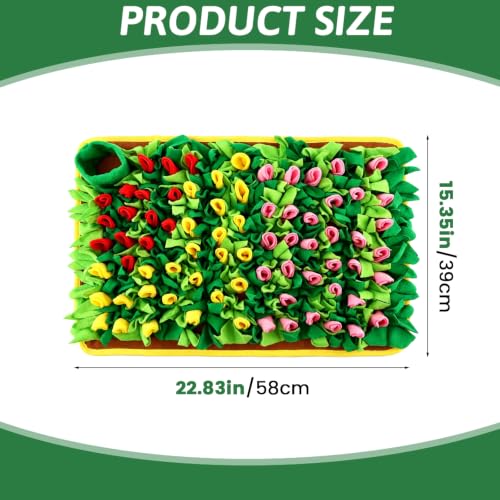 Snuffle Mat for Dogs and Small Pets, 22.8" x 15.4" Tulip Flower Interactive Foraging Feeding Mat, Portable Durable Polyester Nosework Pad, Slow Feeder Toy for Puppies, Rabbits, Cats and Hamsters