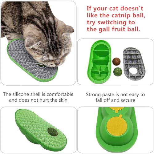 miwoowim 2PCS Catnip Toys Balls that Stick on Wall & Cat Face Scratchers - color: grey