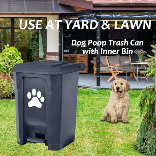 Outdoor Trash Can Dog Poop Bin Dog Waste Trash Can Pet Outside Garbage Can - color: Grey with 5rolls Bags