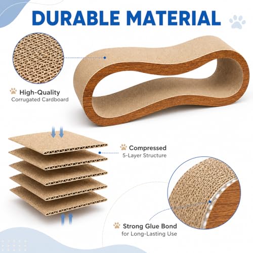 Simple Deluxe 2 In1 Cardboard Cat Scratcher,Large Scratching Board for Scraching & Napping, 100% Recyclable & Reversible Horizontal Scratch Pad Couch Lounger for Cats, 27.56 x9.45 x8.86 inch - color: 2 IN 1 L-Wood Pro