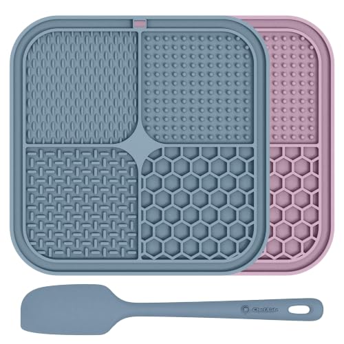 ChefAide 2 Pack Lick Mat for Dogs, Cats & Puppies with Suction Cups - color: Purple & Blue
