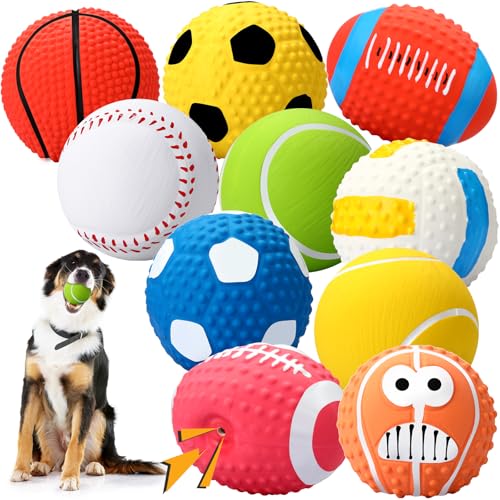 Gemscream 10 Pack 2.4" Squeaky Latex Dog Toys for Small Medium Puppy