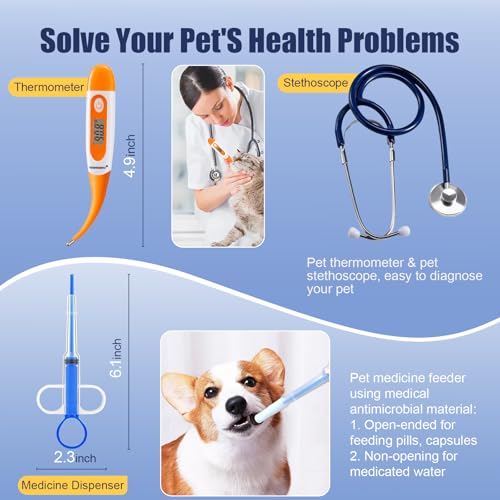 REDDOUDOU Puppy Kitten Whelping Kit, Whelping Kit with Feeding Nipple Bottle Stethoscope Scissors Cord Clamps Aspirator etc Full kit
