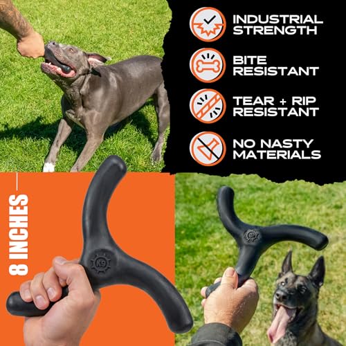 Monster K9 Indestructible Dog Toy – Lifetime Replacement - Durable Chew Toy for Aggressive Chewers - Safe Non-Toxic Natural Rubber - Chew, Tug & Fetch - Tough, Heavy Duty - Med/Large Breed, 8” Wide