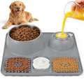 Dog Lick Bowl with Rolling Ball for Liquid and Thick Treat - color: Gray