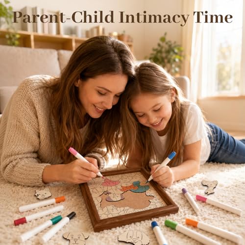 DIY Colorable Wooden Dog Puzzle Frame, Arts and Crafts Kits Toys for Kids - color: Dog