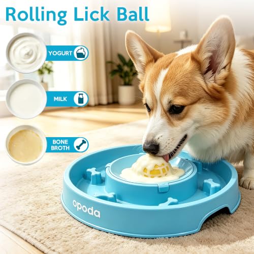 Slow Feeder Dog Bowls, Fun Slow Feeding & Lick Bowl with Rolling Ball