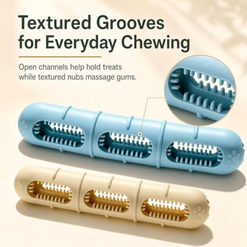 Bite and Brush Dog Chew Toy, Natural Rubber Durable Stuffable Dog Toy for Small & Medium Dogs, Teeth Cleaning Chew with Grooves, Interactive Treat Toy to Keep Dogs Busy (1, Yellow) - color: Yellow