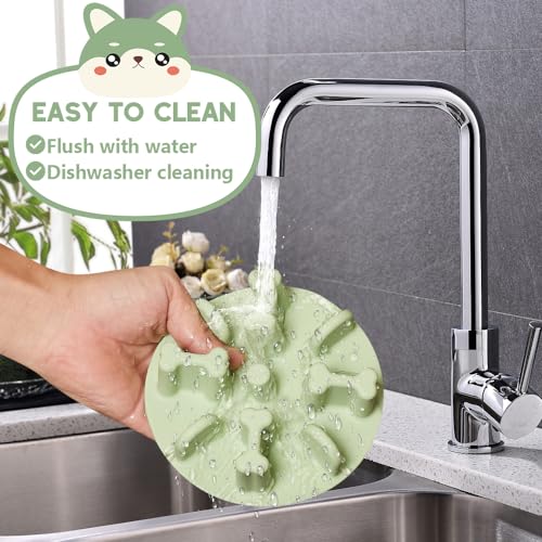 Soft Silicone Anti-Choking Puzzle Bowl Inserts, Anti-Slip to Slow Down Eating, Fits Regular Elevated Dog Bowls - color: Green, size: Large