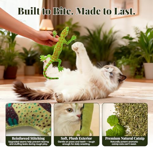 CiyvoLyeen Plush Lizard Catnip Toys for Indoor Cats 4 Pack - style: 4 Lizards