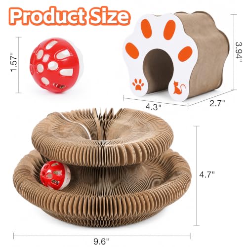 1 Pack Interactive Cat Scratch Toys with Bell Ball, Magic Organ Kitty Scratching Board for Indoor Cats Toys & Grinding Claw - color: Brown-1Pack