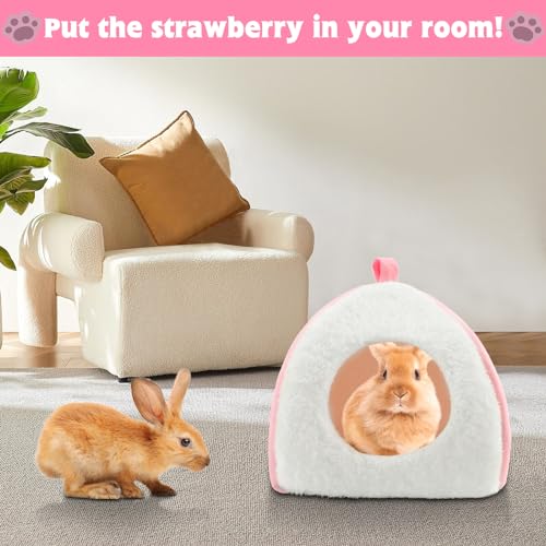 BWOGUE Guinea Pig Bed Hideout, Washable Hamster Cave for Small Animals - color: White+Pink