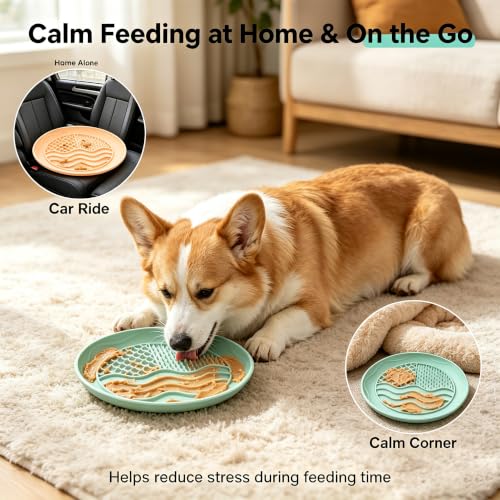 Dog Lick Mat, Dual Texture Slow Feeder with Suction Cups, 2 Pack