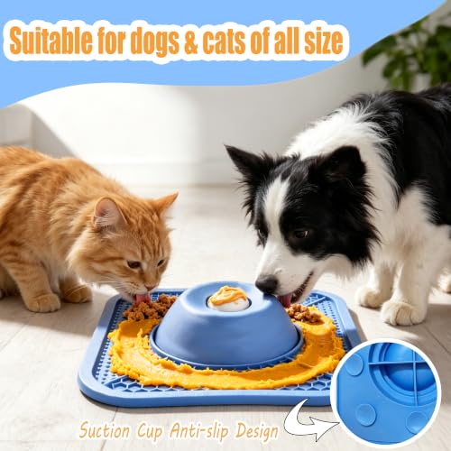 Lick Mat & Puzzle Toy Slow Feeder Dog Bowl with Rolling Ball for Dogs