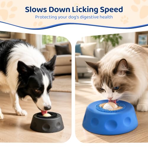 Rolling Ball Slow Feeder Dog Lick Bowl, Interactive Anti-Choking Licking Bowl (Black)