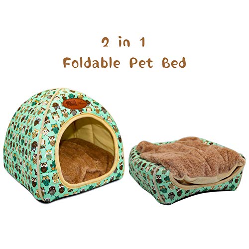Guinea Pig Bed Hideout, Washable Hamster Cave for Small Animals - color: Green
