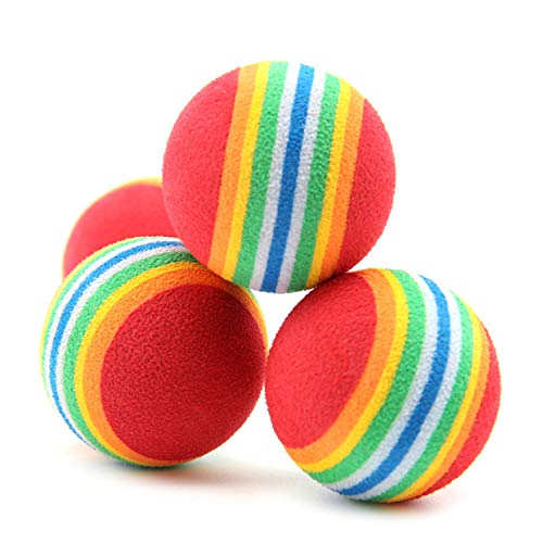 VOVIGGOL 12 Pack Rainbow Cat Toy Balls Soft EVA Foam Interactive Indoor Kittens Favorite Toys 1.38" Dia. Small Dogs Puppies Toy Balls Bulk Activity Chase Quiet Play Sponge Ball - color: 12Pcs/ 3 Type Color
