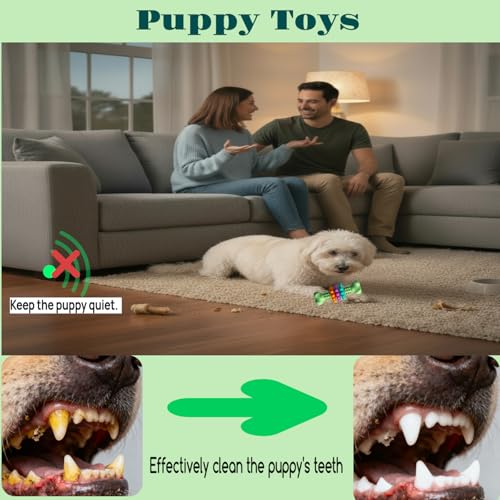 Puppy Teething Toy, Durable Chew Toy for Small Dogs, Interactive Bone Toy to Keep Puppies Busy, Teeth Cleaning Dog Toy for Small Breeds - color: Grenn