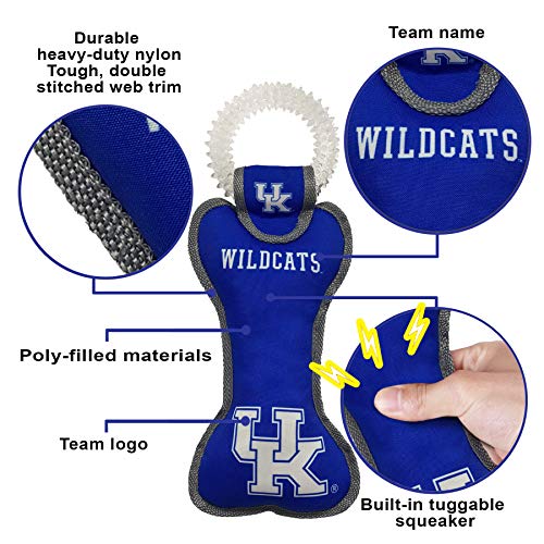 Pets First NCAA Kentucky Wildcats Dental Dog TUG Toy with Squeaker. Tough PET Toy for Healthy Fun, Teething & Cleaning Pets Teeth & Gum - color: Kentucky Wildcats