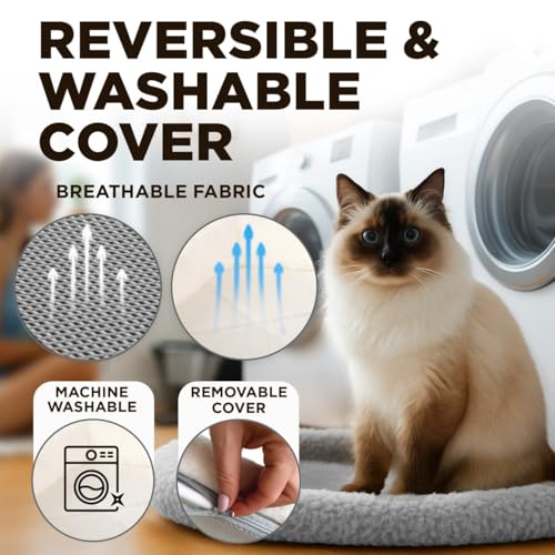 Cat Window Perch – Strong 6 Suction Cup Foldable Cat Hammock Bed for Large Cats and Kittens That Holds up to 50 lbs with Washable Reversible Cover, Sturdy Metal Frame for Window (Gray) - color: Gray