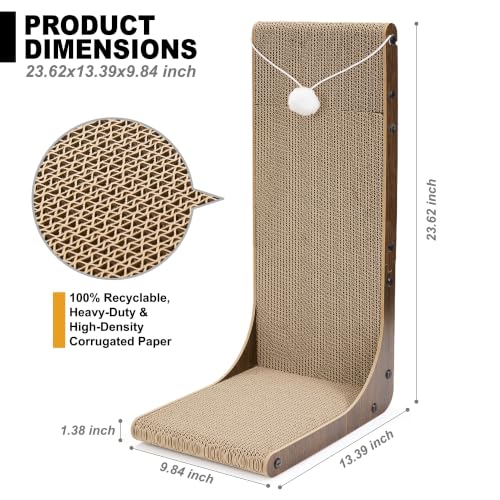 2-Pack L-Shaped Cat Scratching Board Cardboard Cat Scratcher - size: 23.6 Inch 2-Pack Walnut Color