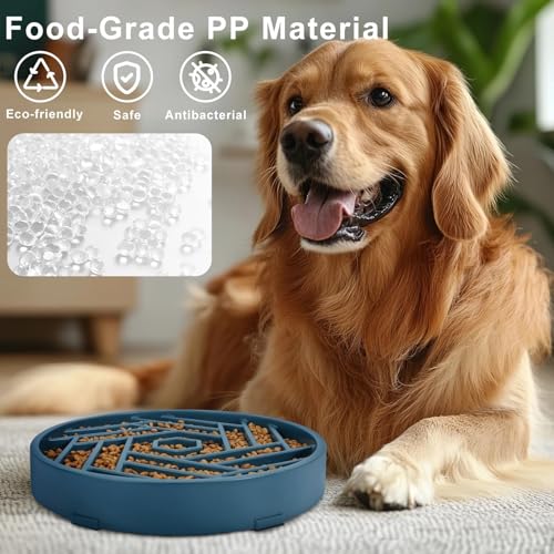 TOBYTO Slow Feeder Dog Bowls Large Medium Breed,Anti-Choking Slow Eating Dog Food Bowl,Non Slip Pet Slower Food Feeding Bowls Large Puzzle Slow Feeder Bloat Stop Maze Dog Dishes,Dark Blue - color: Dark Blue