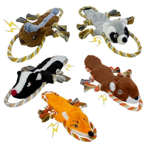 No Stuffing Rope 5-Pack Dog Toys, Chew Toys for Medium, Large Pets - color: Orange, Grey, Coffee, Black, Brown