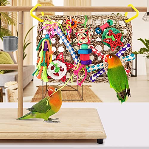KATUMO Bird Toys, Large Bird Foraging Wall Toy, Woven Climbing Hammock Mat - color: Color