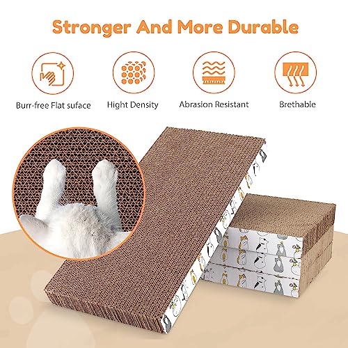 PatiencET Cat Scratch Pad with Box, 4 Pack Cardboard Scratcher Lounge Bed - size: Flat with Box - 4 Pack