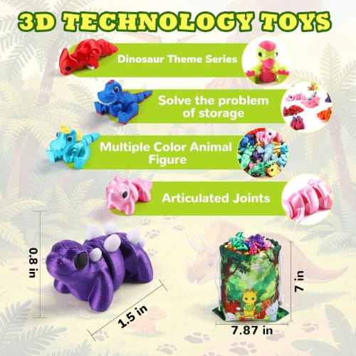 SCIONE 36 Pcs 3D Printed Dinosaur, Cute Desk Pets for Kids - style: 36-Dinosaurs