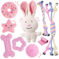 9pcs Pink Puppy Toys for Teething Treat Interactive to Keep Them Busy - color: Multicolor