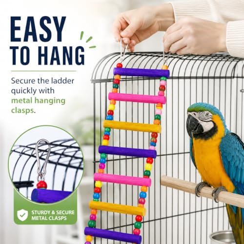 Flexible Wooden Bird Ladder Bridge for Cages, 25 in, 10 Steps - color: 25Inch - 10 Ladders