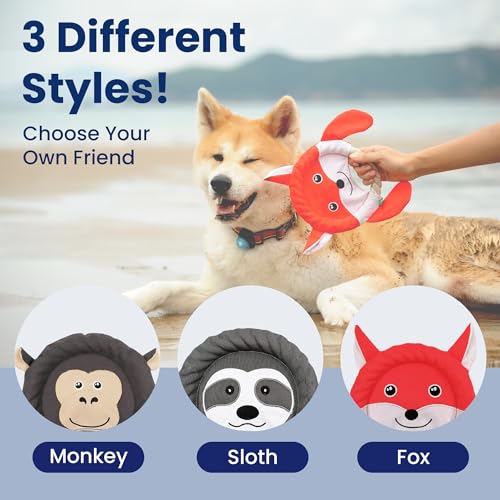 PAWSPIK 2-in-1 Flying Disc & Tug-of-War Dog Toy, Sleepy Sloth - style: Sleepy Sloth