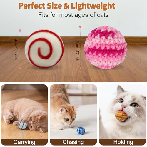 Cat Toys Balls, 3 Jingle Bell Balls & 3 Wool Felt Cat Balls