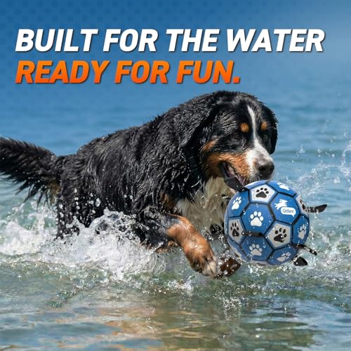 QDAN Extra Large Dog Toy Soccer Ball, Durable Dog Balls with Straps, 9 Inch - color: Blue Gray, size: Extra Large Size 5 (9 Inch)